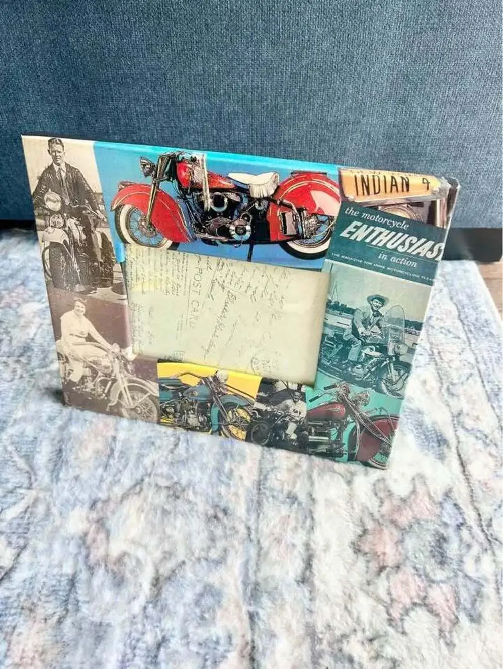 Vintage Indian Motorcycle Collage Picture Frame 4x6